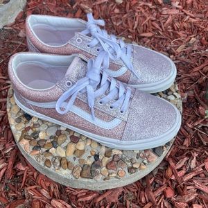 Vans Old Skool Glitter Skate Shoe powder pink juniors 6